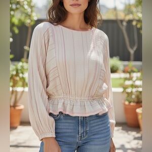 LOVESHACKFANCY Striped Bateau Neckline Crop Top